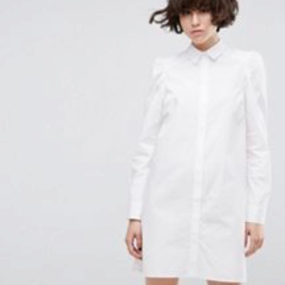 Asos puff shoulder shirt dress
